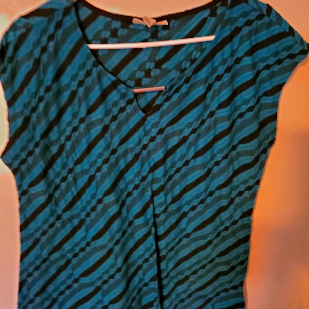 Dana Buchman Green/Black Short-Sleeved Top. Size L